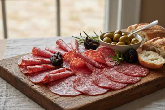 geschnittene italieneische Salami, in scheiben